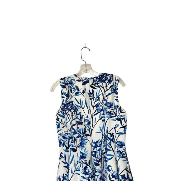 Eliza J‎ Blue White Floral Cocktail Hour Sleeveless Sheath Midi Dress Size 6 - Picture 7 of 10